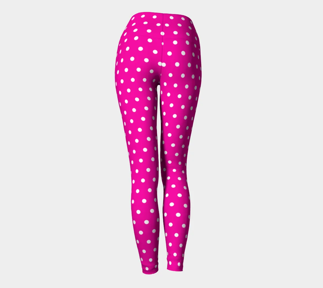 Fuchsia Polka Dots Yoga Leggings