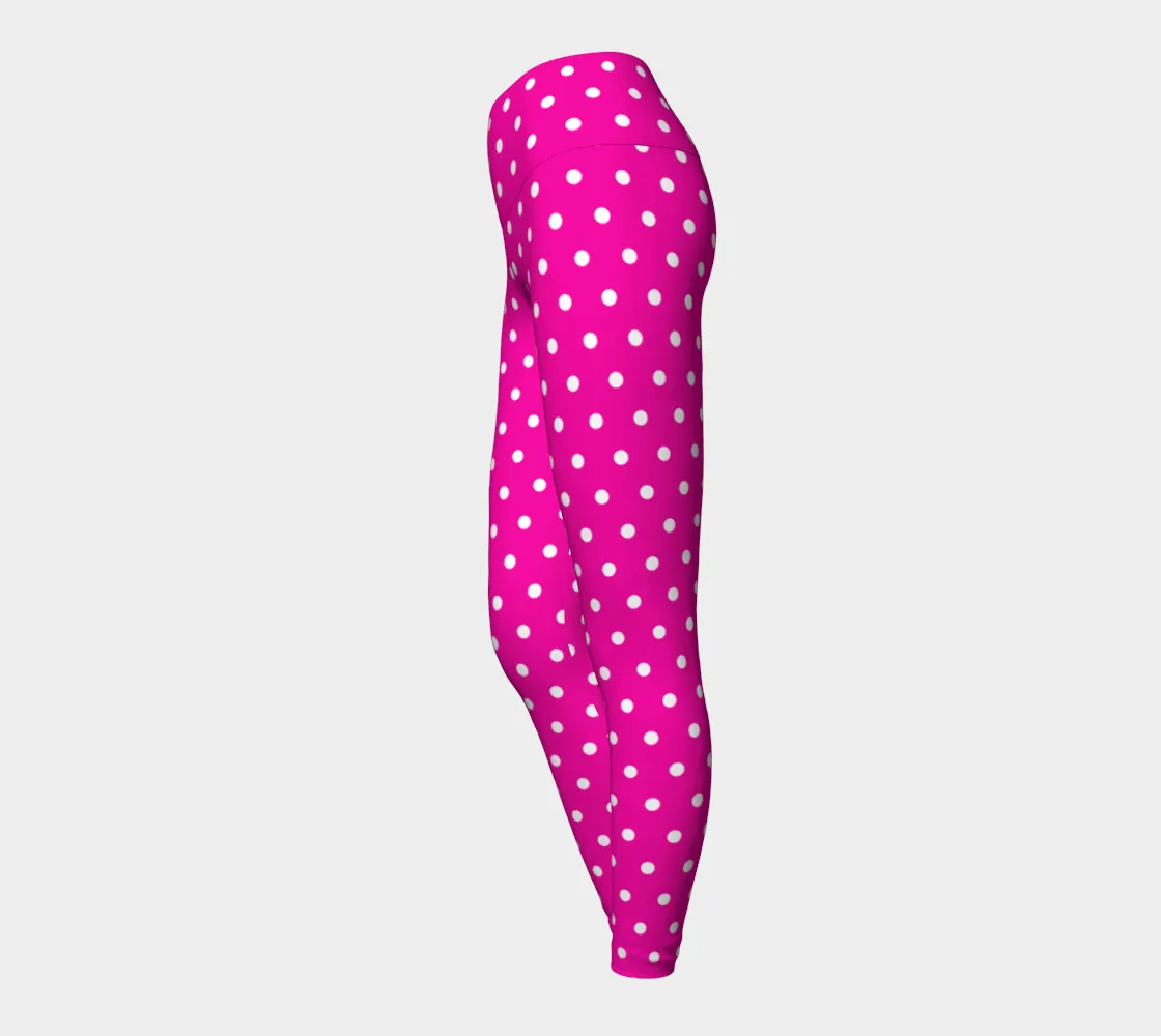 Fuchsia Polka Dots Yoga Leggings