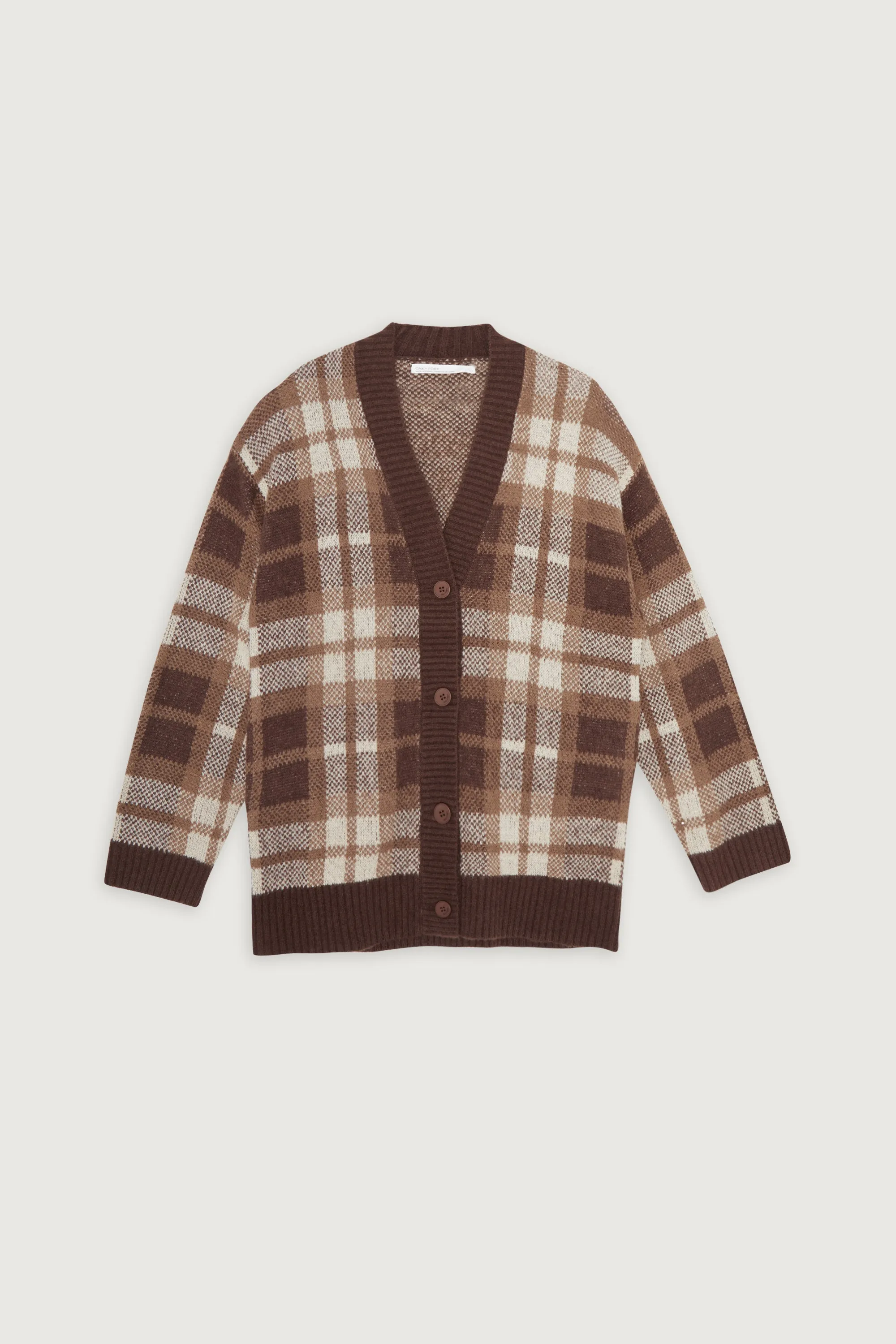 FUZZY OVERSIZED PLAID CARDIGAN