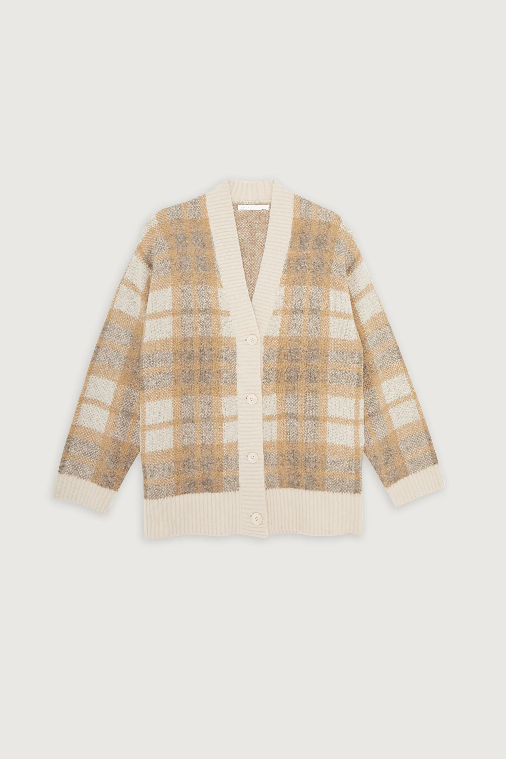 FUZZY OVERSIZED PLAID CARDIGAN