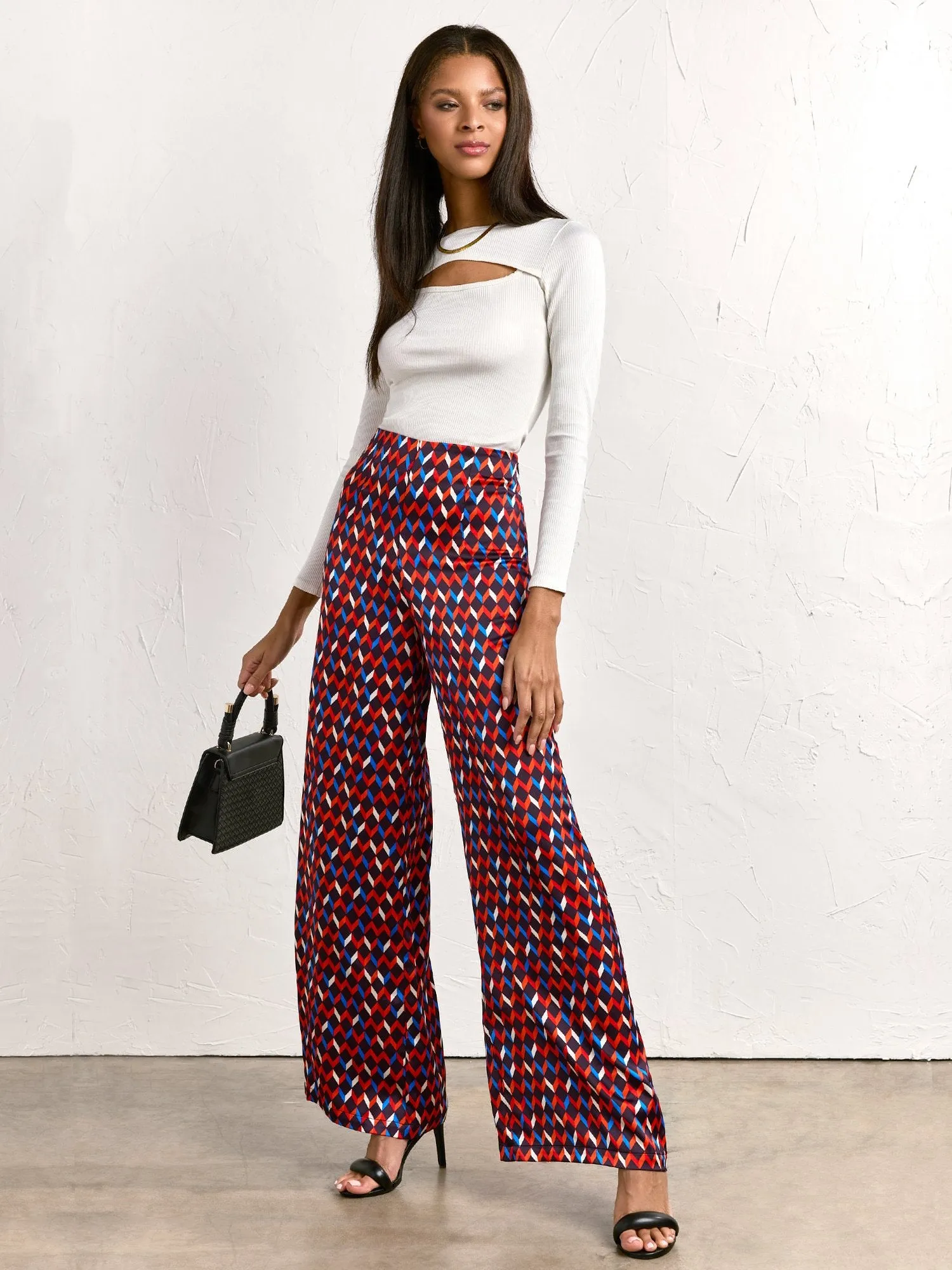 Geo Satin Wide Leg Pant - Do Be