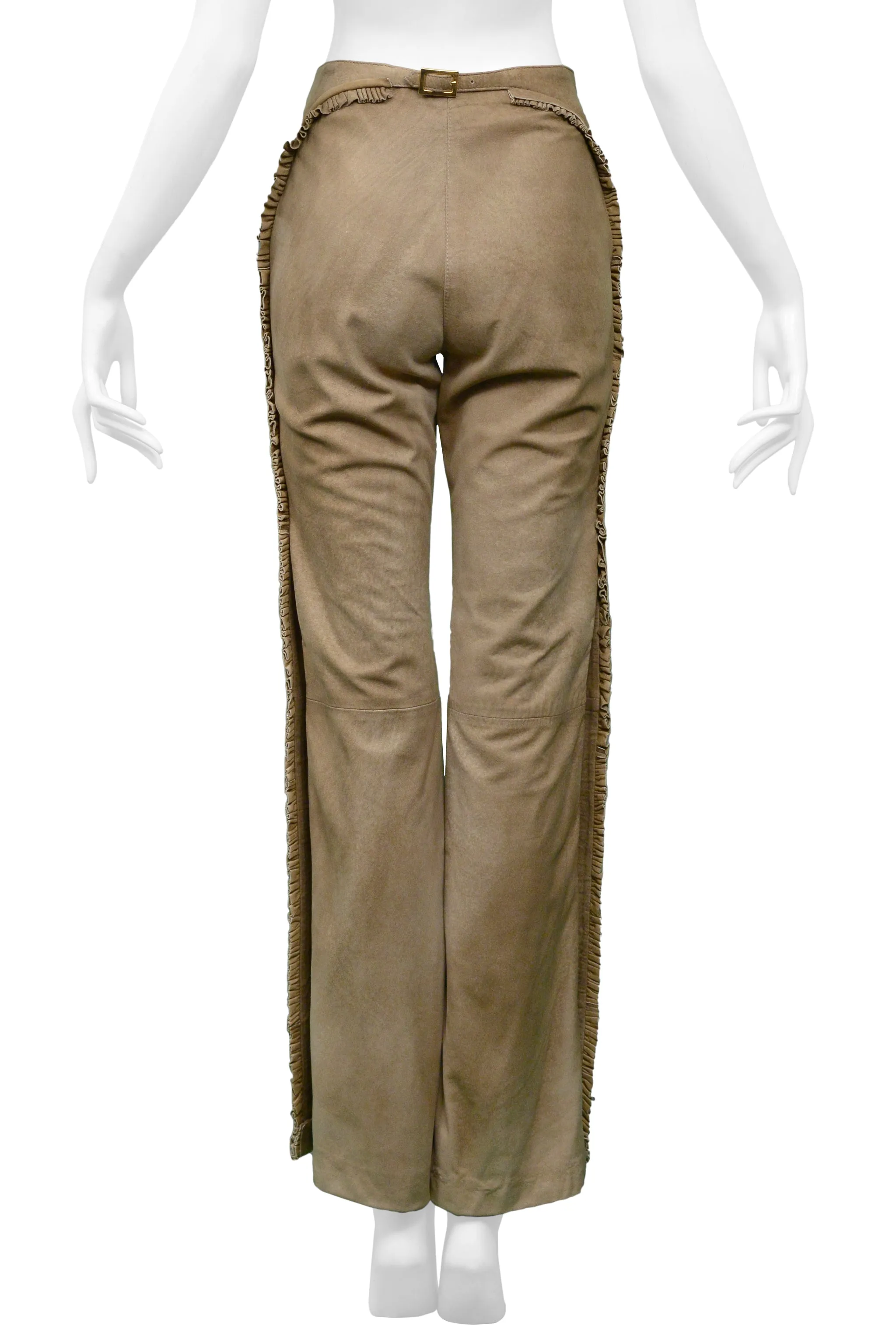 GIANFRANCO FERRE SUEDE RUFFLE PANTS