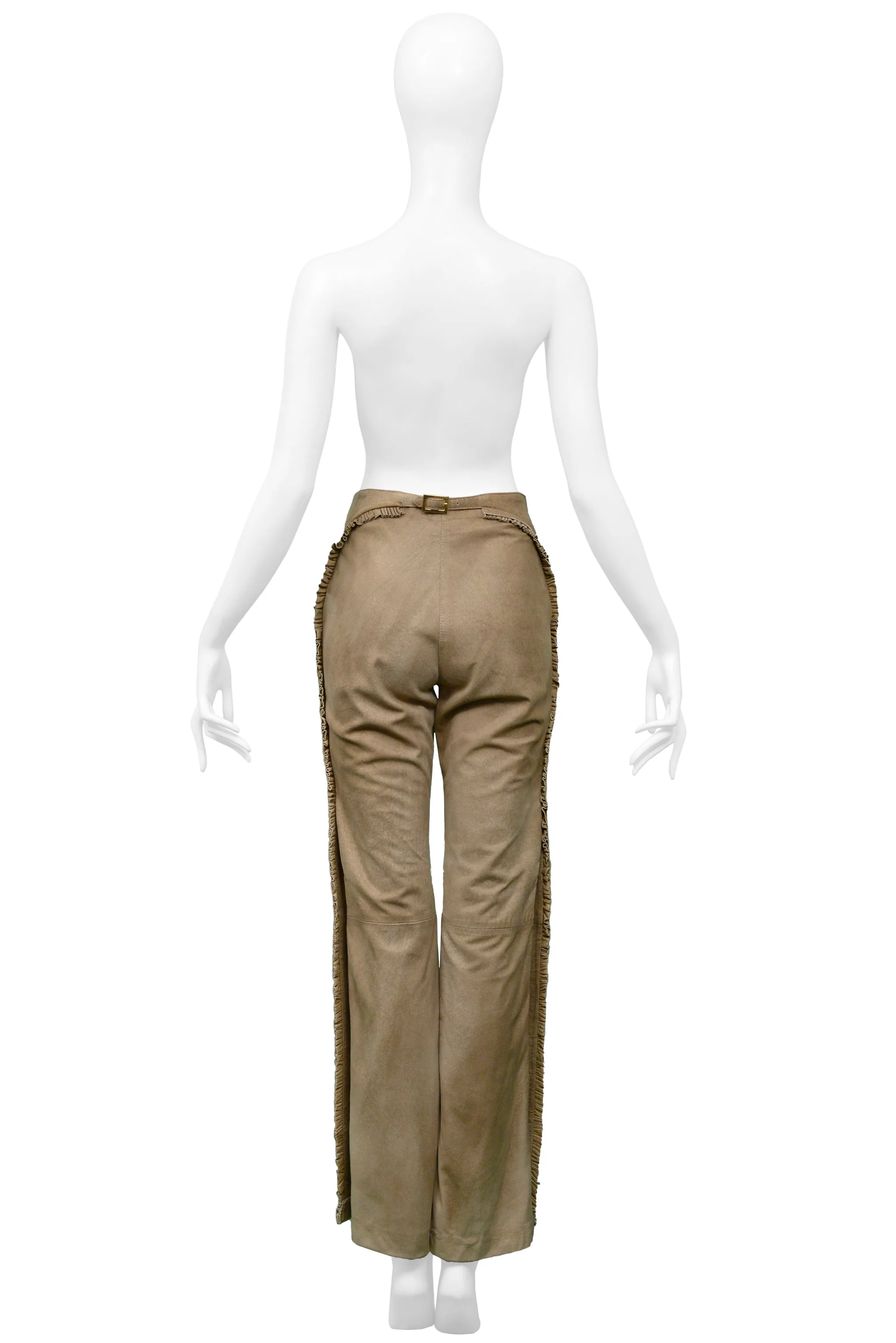 GIANFRANCO FERRE SUEDE RUFFLE PANTS