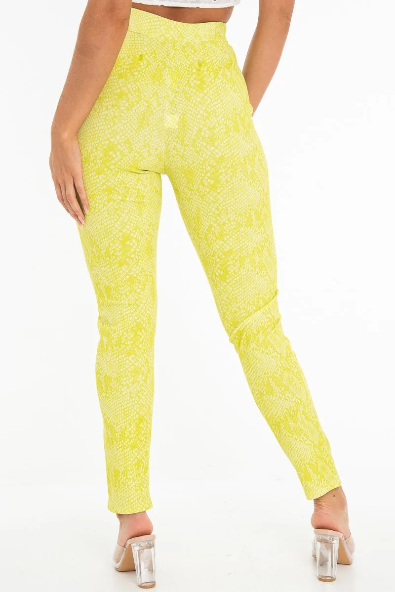 Green Snake Print Crepe Tapered Trousers - Giulia