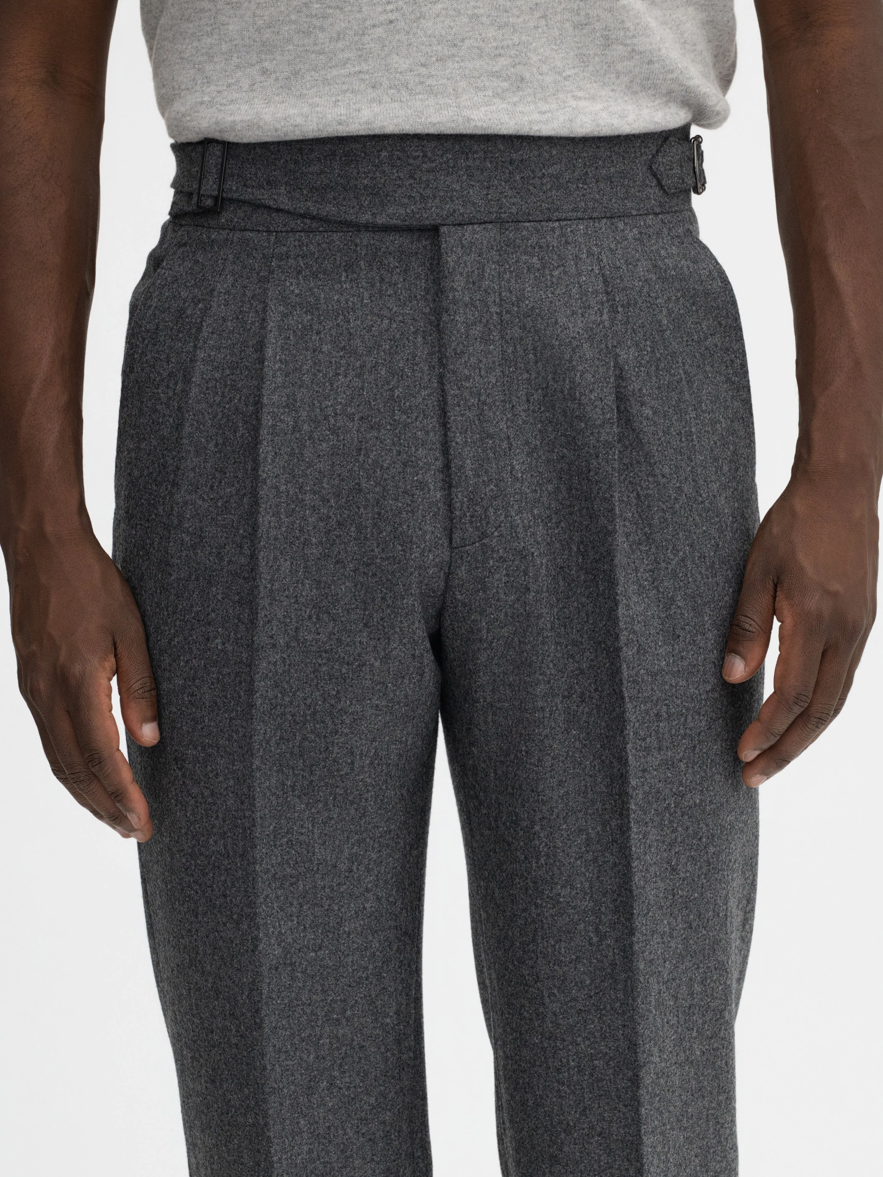 Grey Flannel Wool Gurkha Trousers