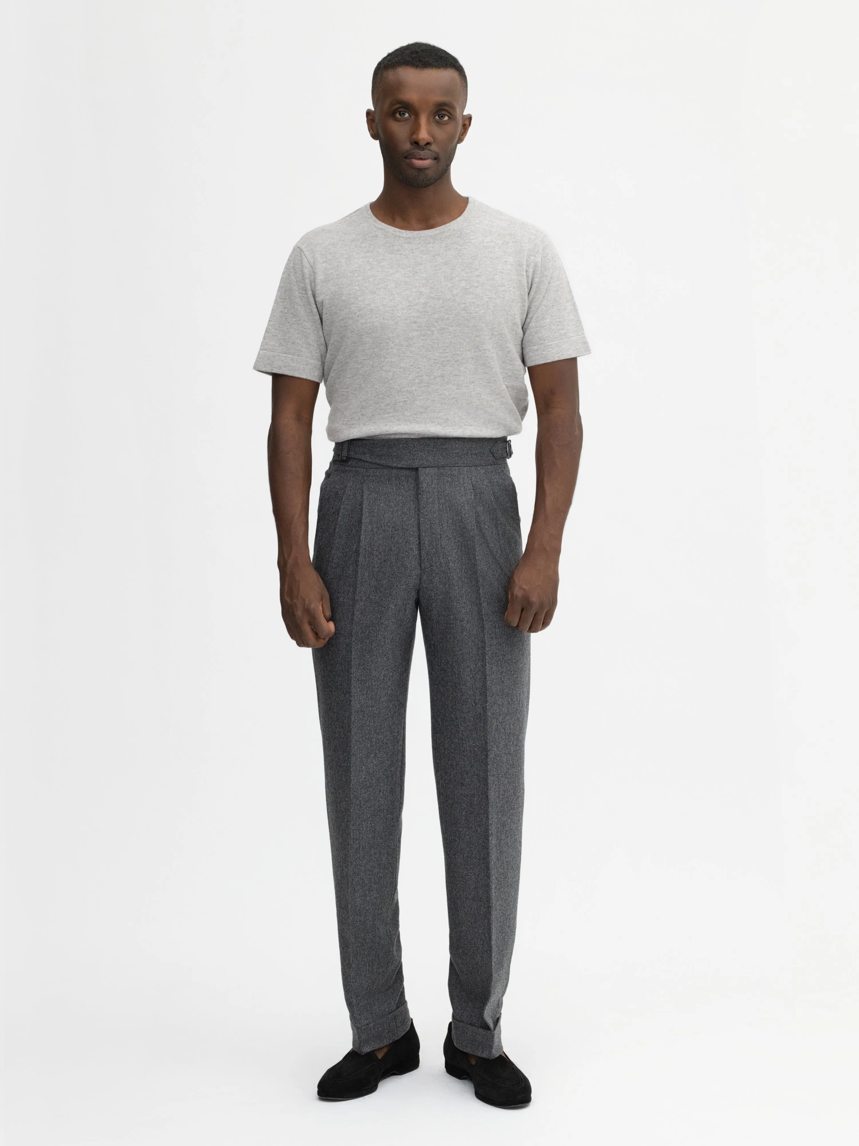 Grey Flannel Wool Gurkha Trousers