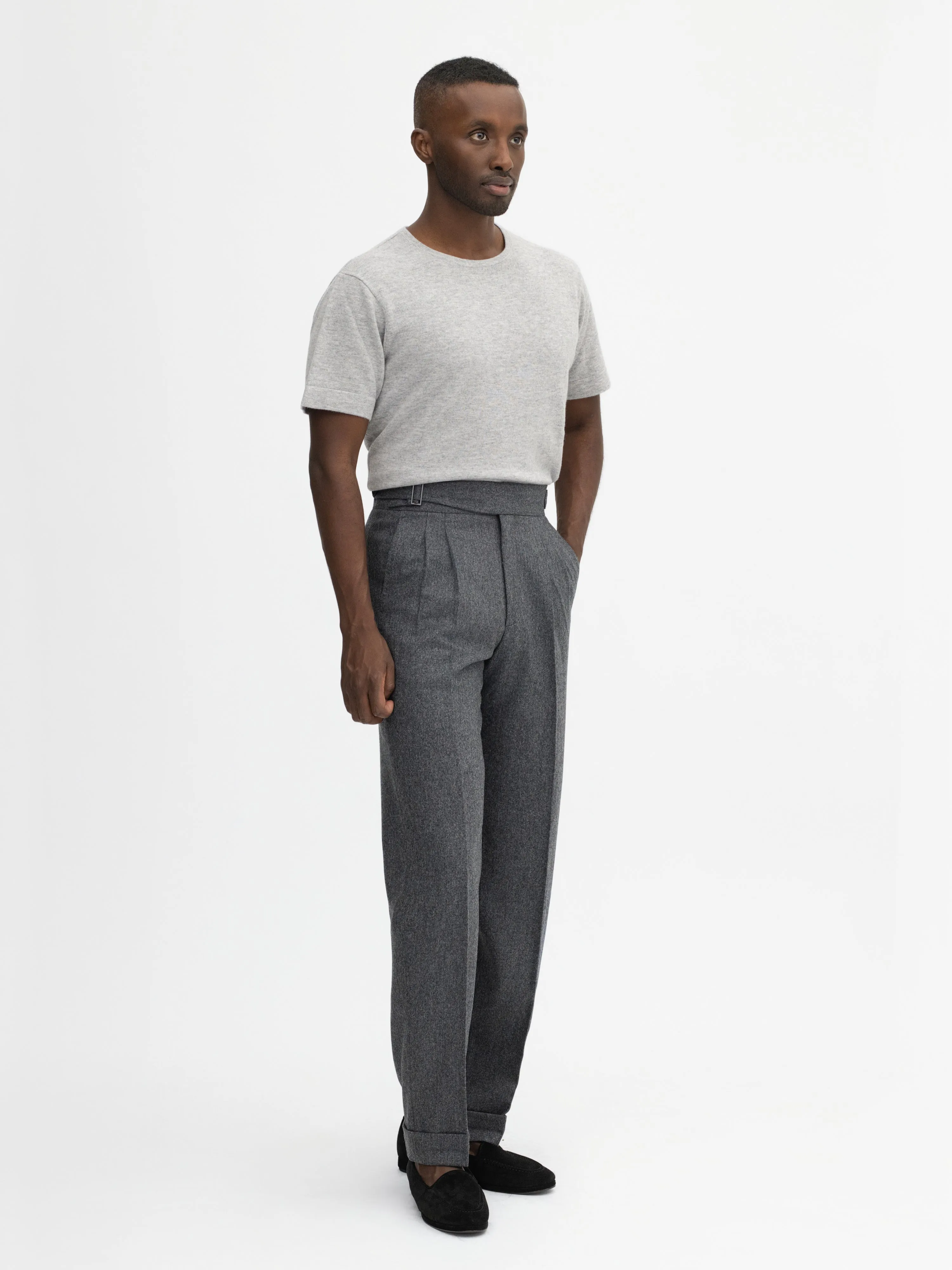 Grey Flannel Wool Gurkha Trousers