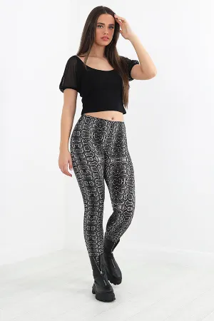 GREY SNAKE PRINTED LEGGINGS