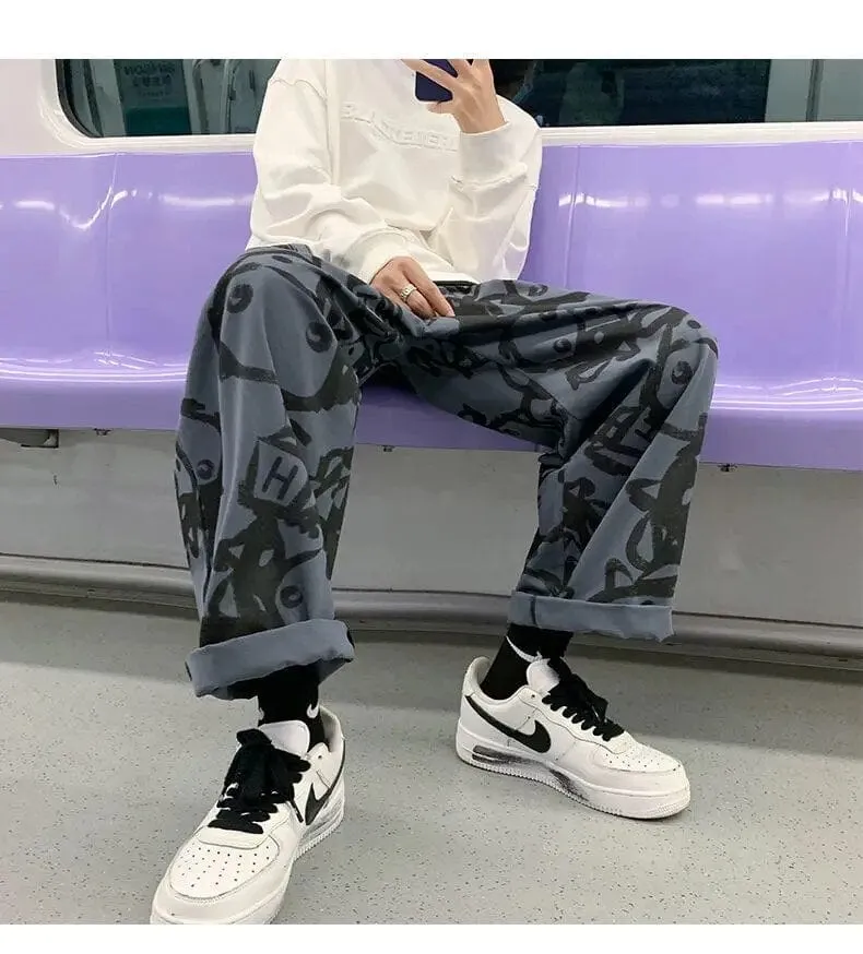 Harajuku Cartoon Print Harem Trousers