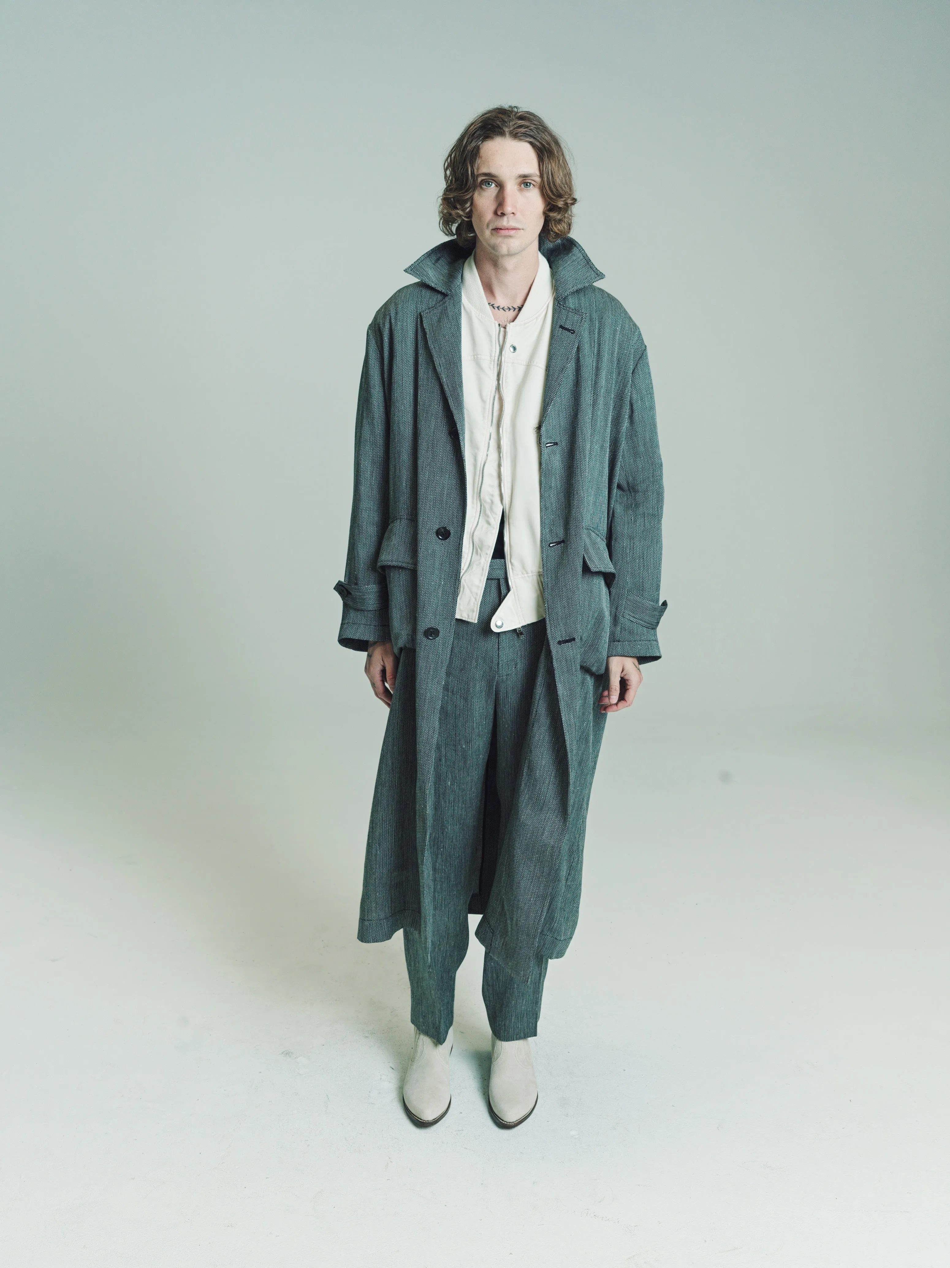 Herringbone Rayon / Linen Western Trousers