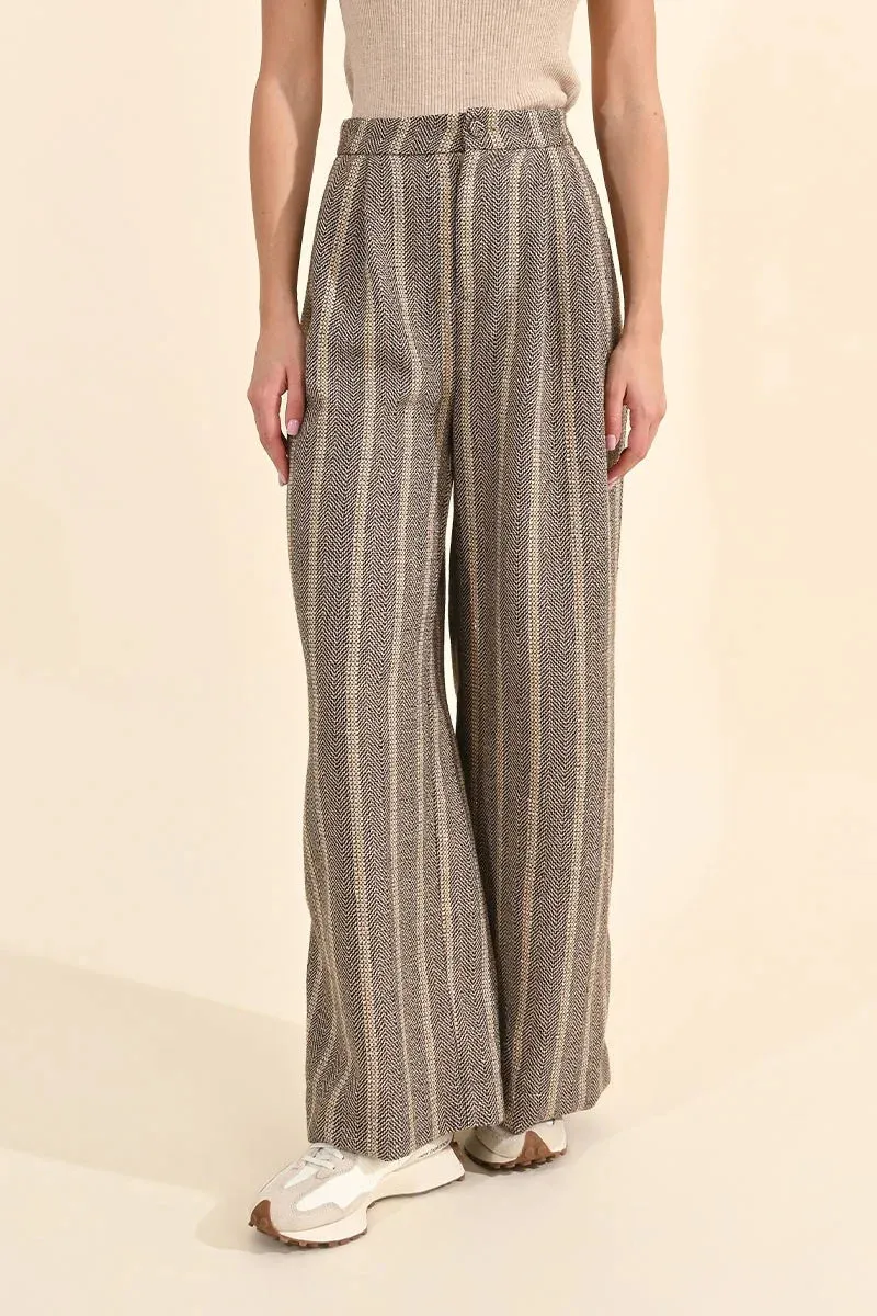 Herringbone Wide-Leg Pants