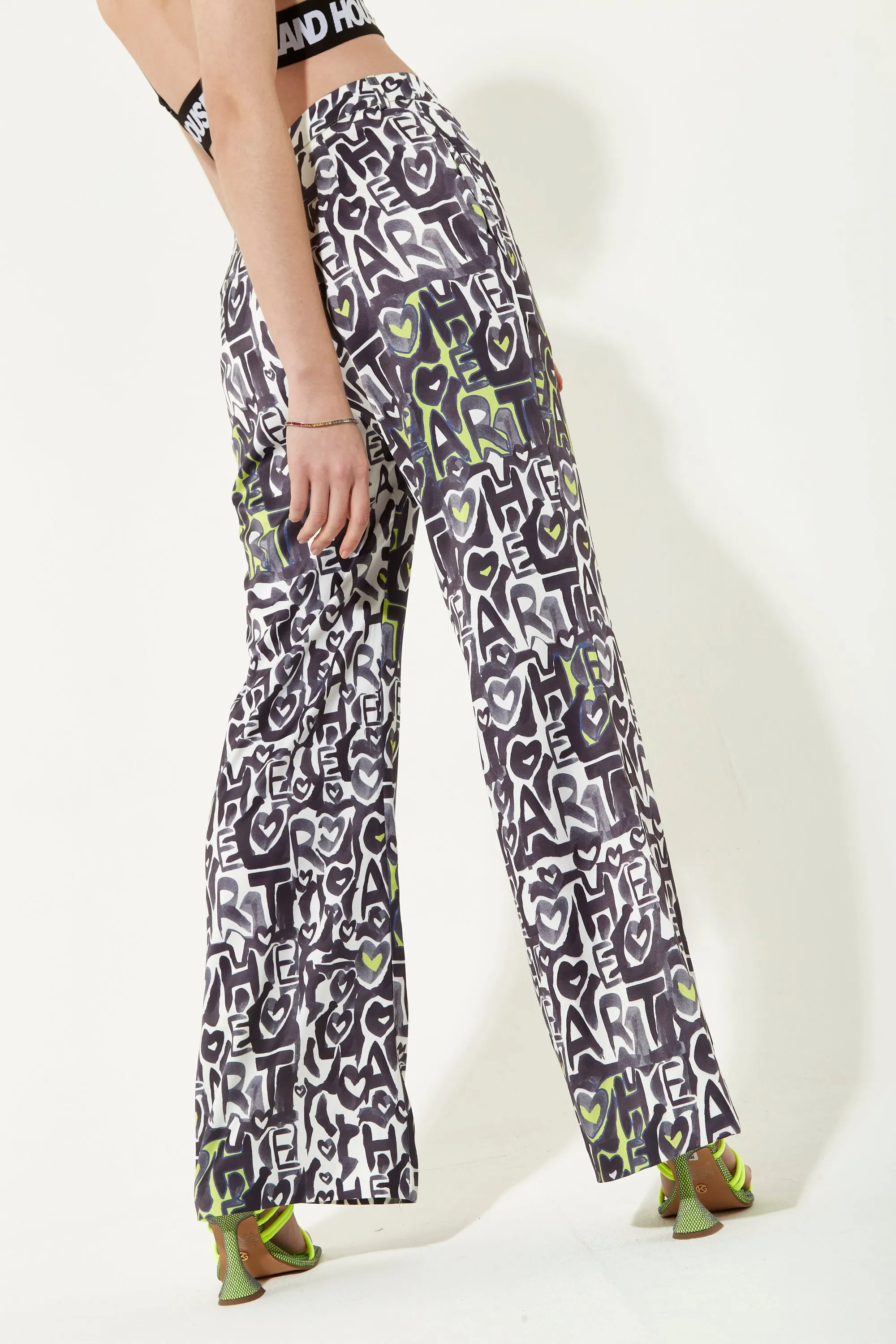 House Of Holland Abstract Print Wide Leg Trousers