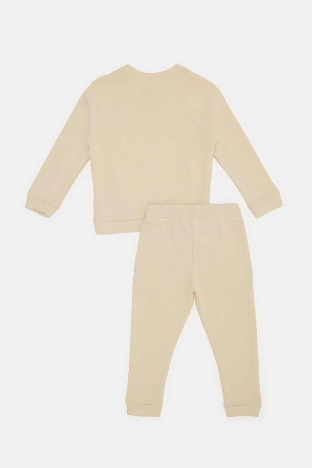 Infant Boys Cream Crew Neck Jogging Suit Set (2 Piece)