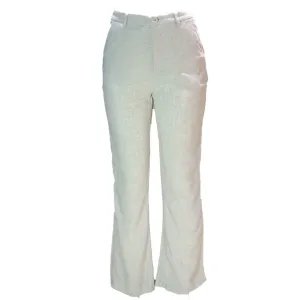 Ivory Linen Wide Leg Relaxed Trousers