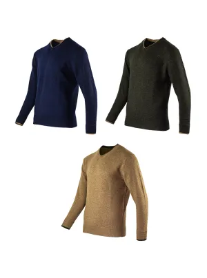 JACK PYKE Ashcombe 100% Lambswool Long Sleeve V-Neck Jumper Pullover