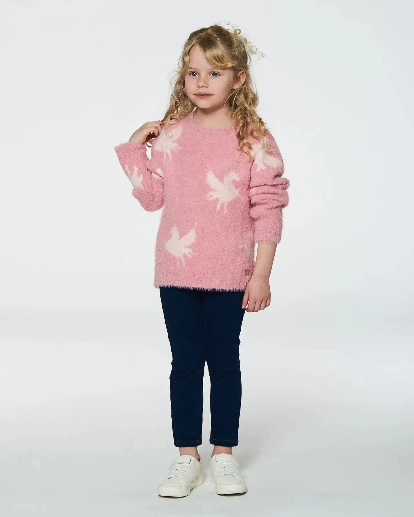 Jacquard Unicorn Sweater Hairy Knit Pink