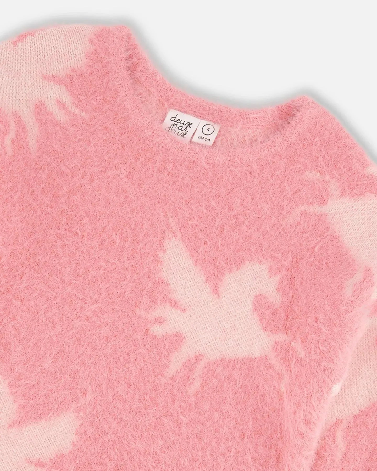 Jacquard Unicorn Sweater Hairy Knit Pink