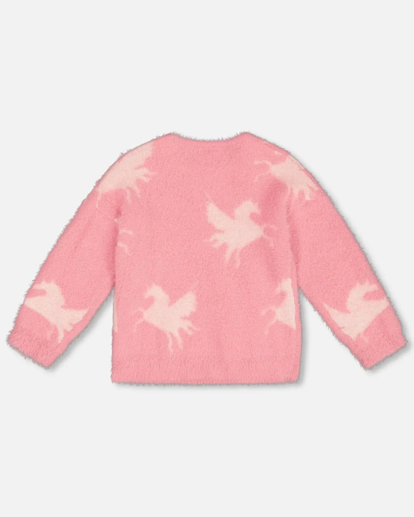 Jacquard Unicorn Sweater Hairy Knit Pink