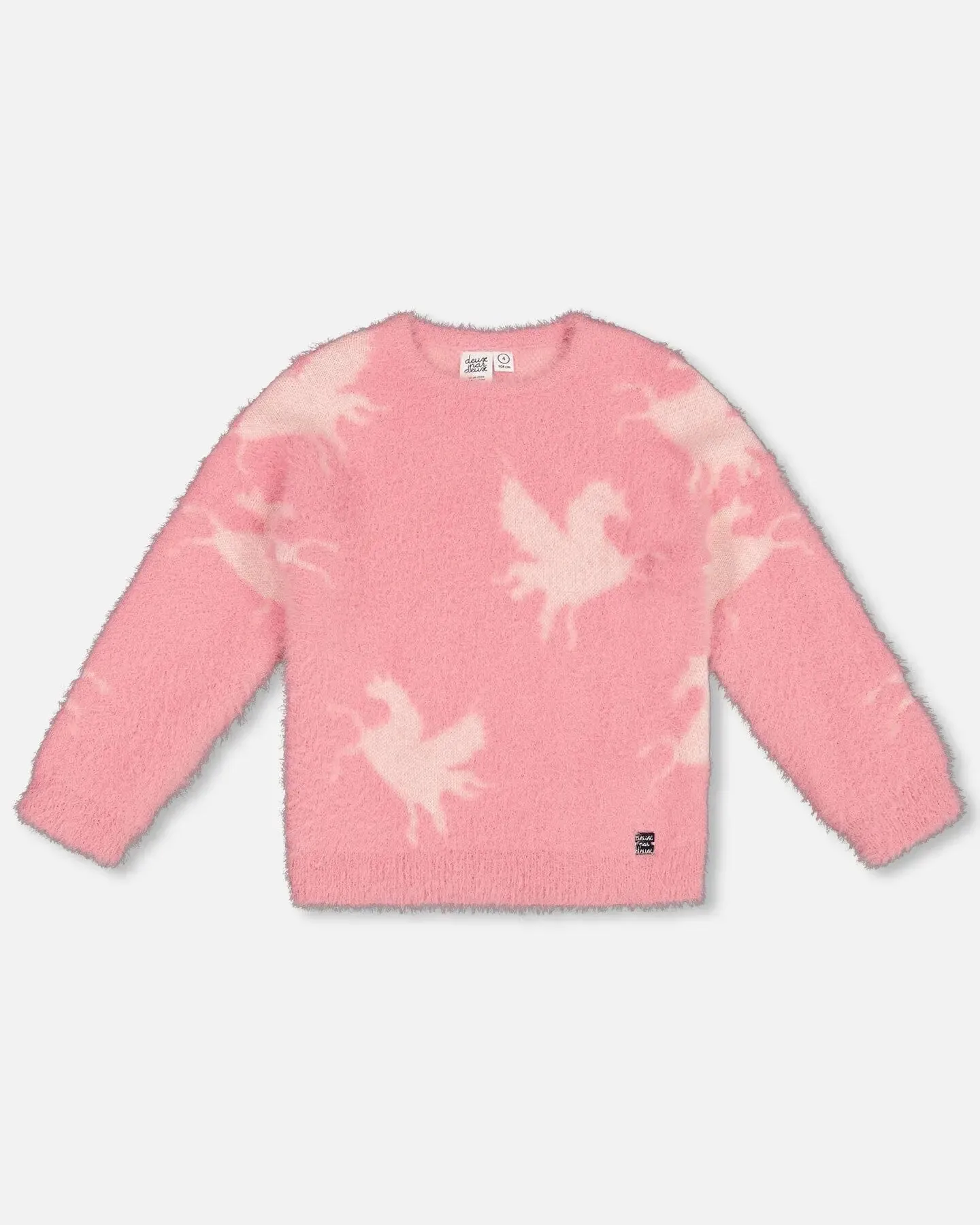 Jacquard Unicorn Sweater Hairy Knit Pink