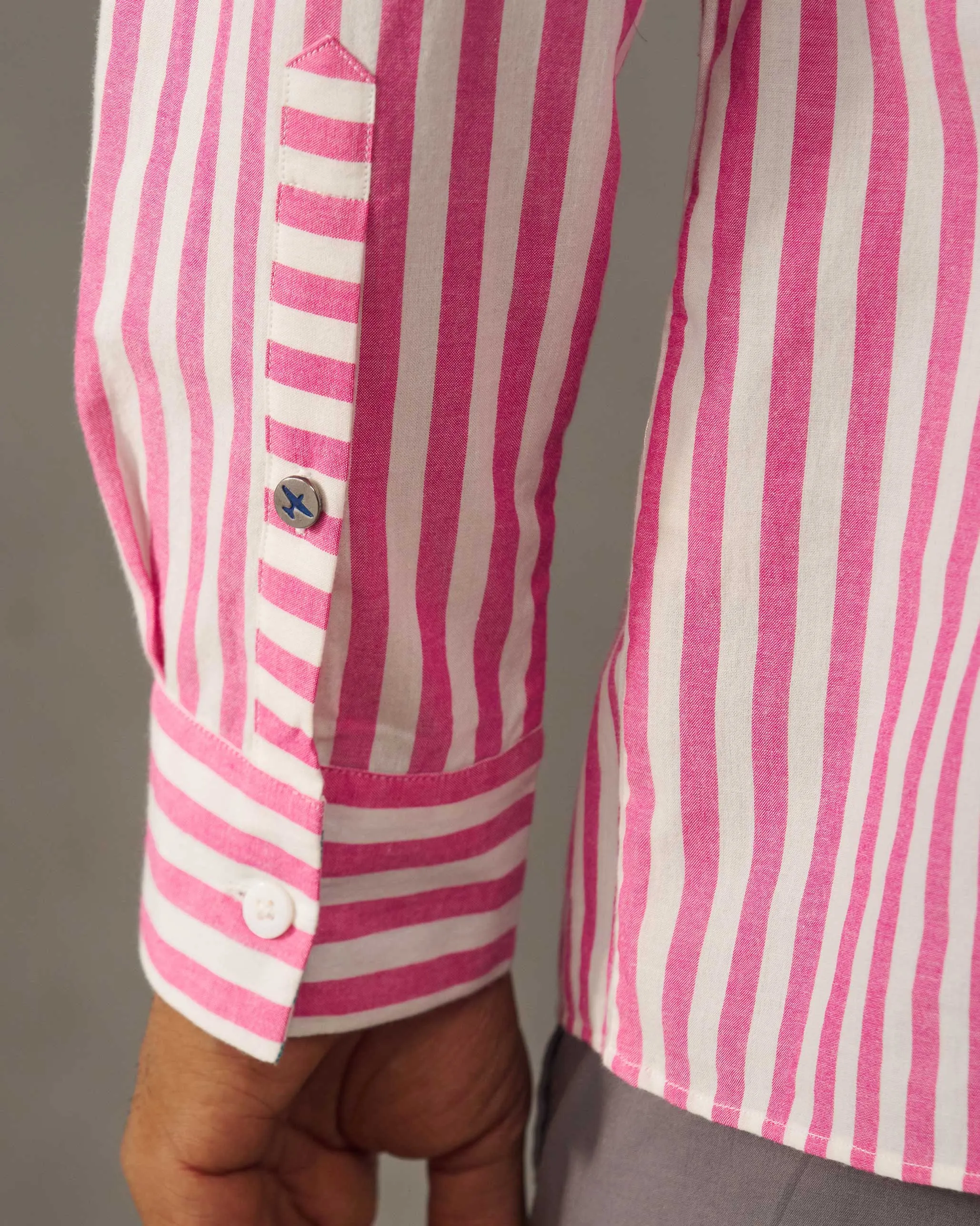 Kent Shirt - Pink & White Stripes