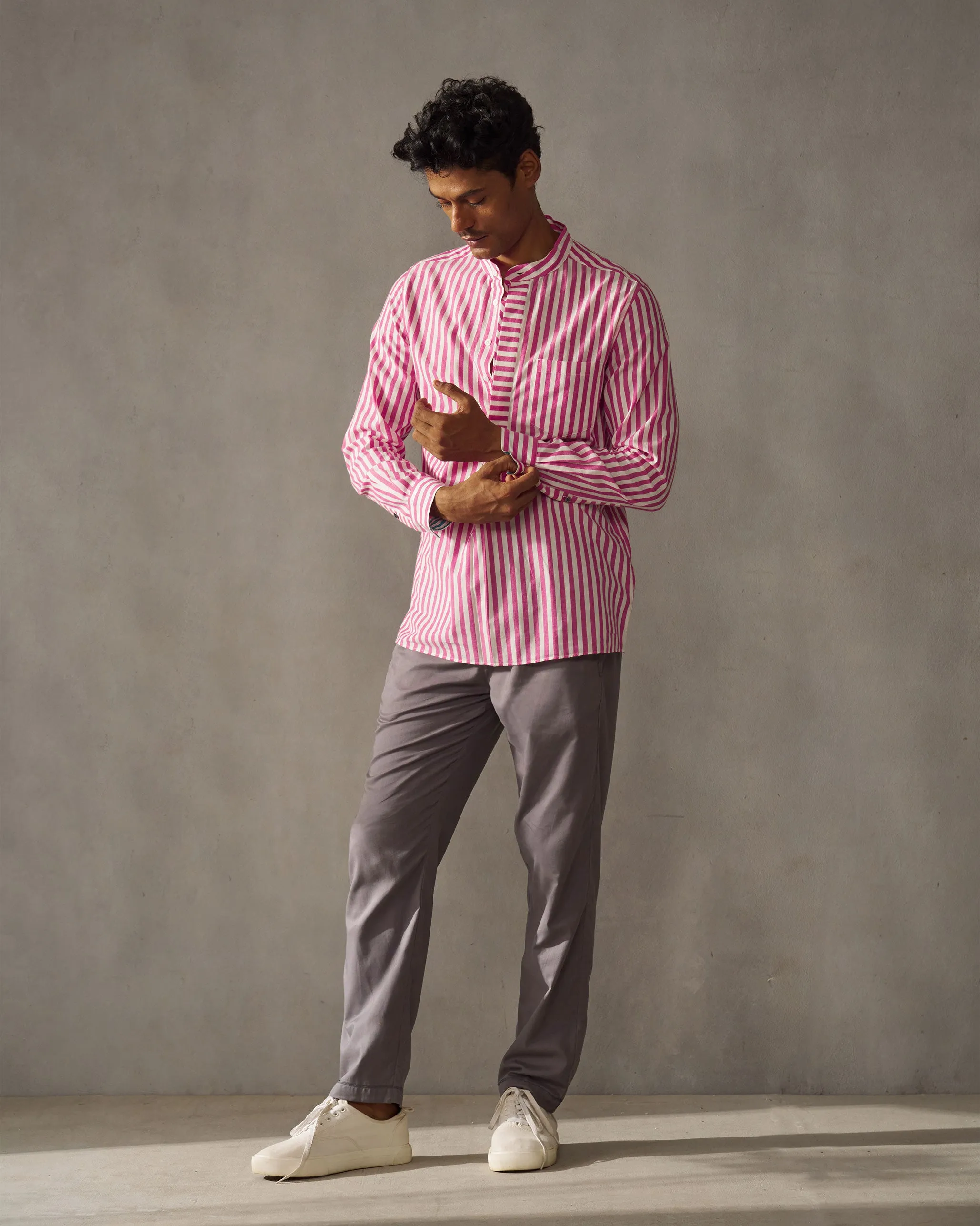 Kent Shirt - Pink & White Stripes