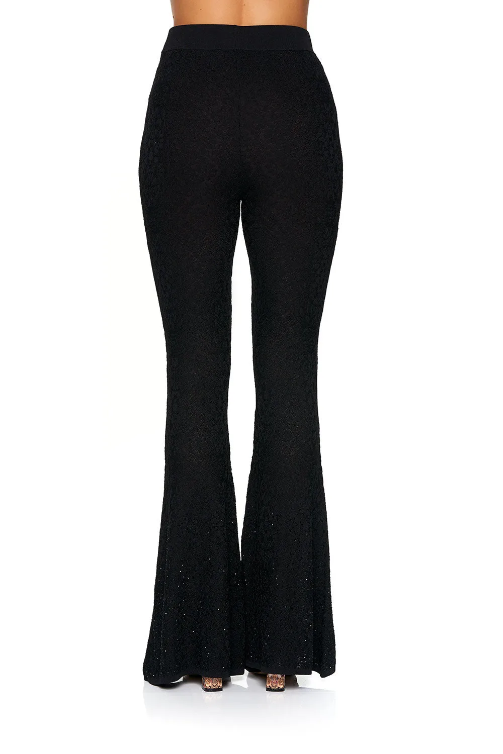 LACE KNIT FLARE PANT BLACK