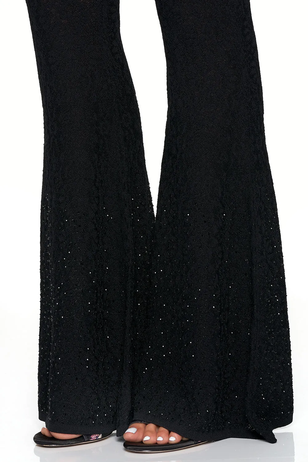 LACE KNIT FLARE PANT BLACK