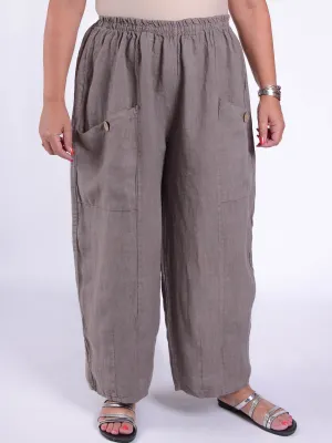 Lagenlook Heavy Linen Deep Pocket Trousers - 9461