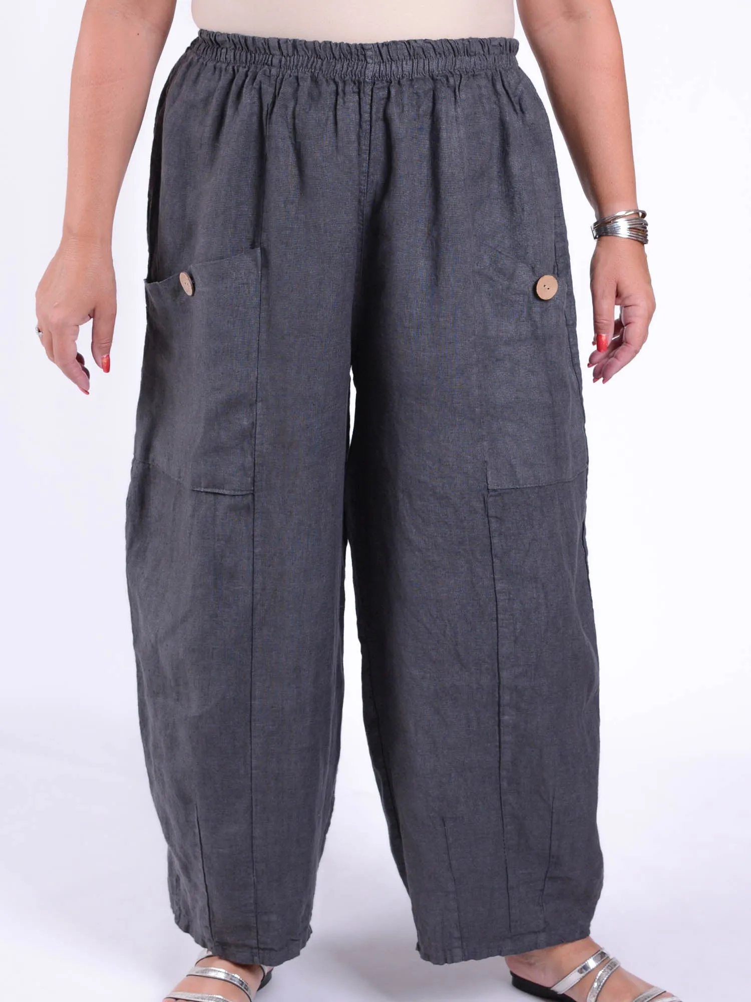 Lagenlook Heavy Linen Deep Pocket Trousers - 9461