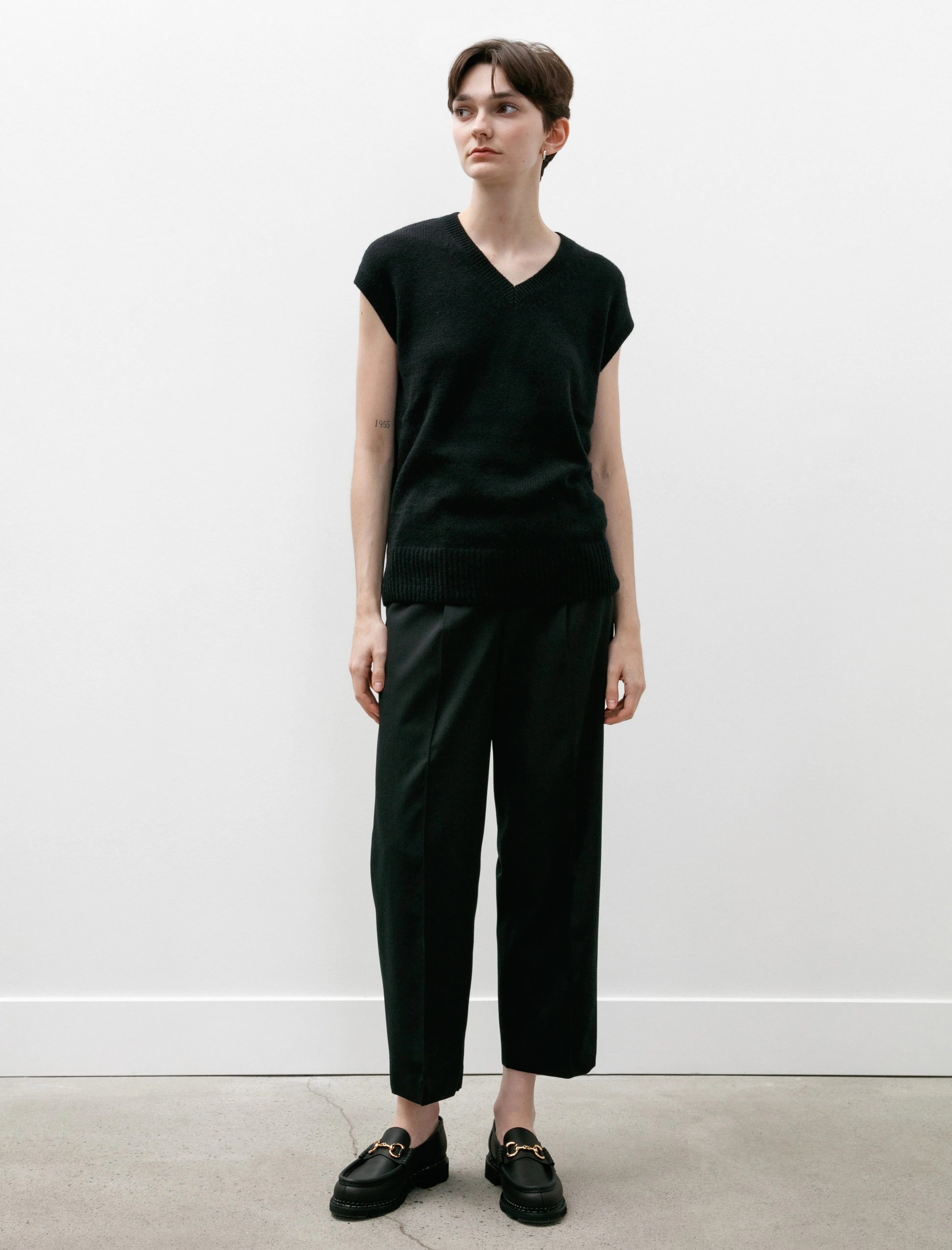 Light Wool Max Gabardine Slacks Top Black