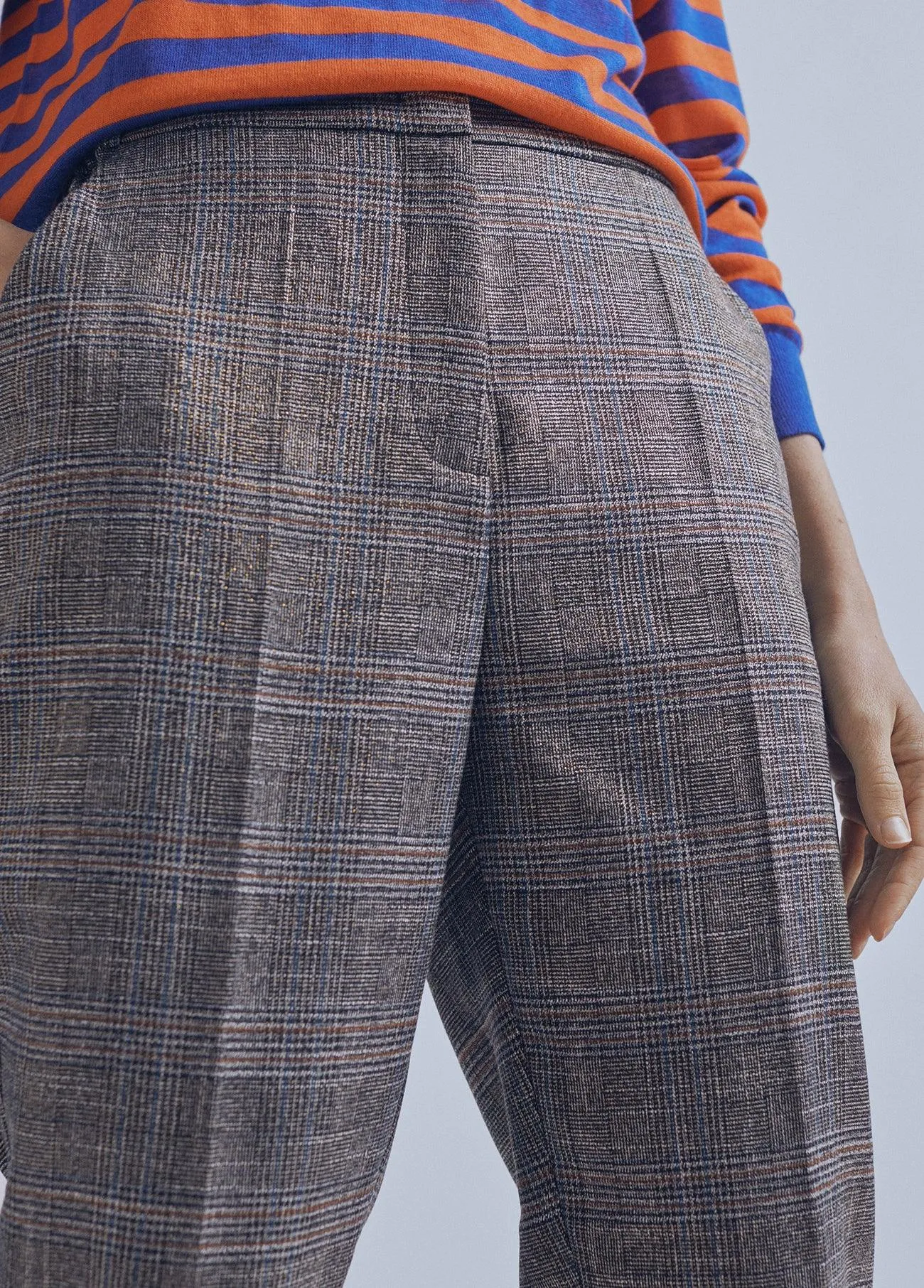 Lurex check trousers