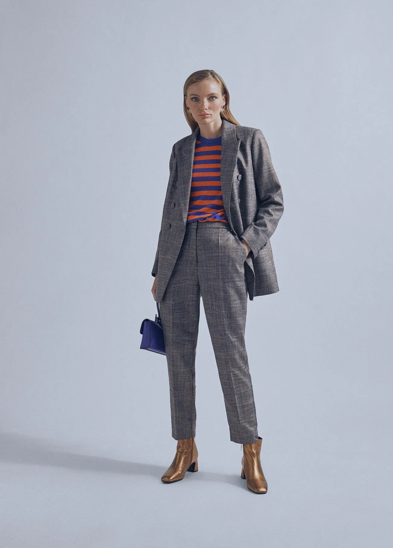 Lurex check trousers