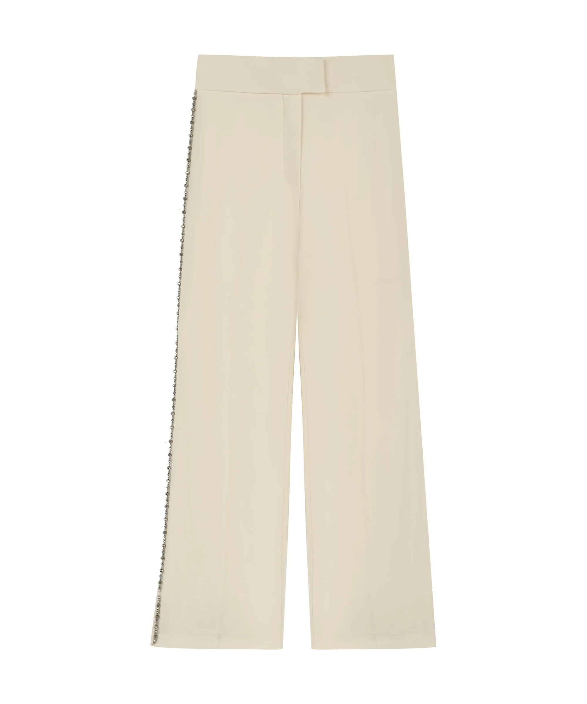 Machka Bead-Embellished Straight Fit Trousers Off White