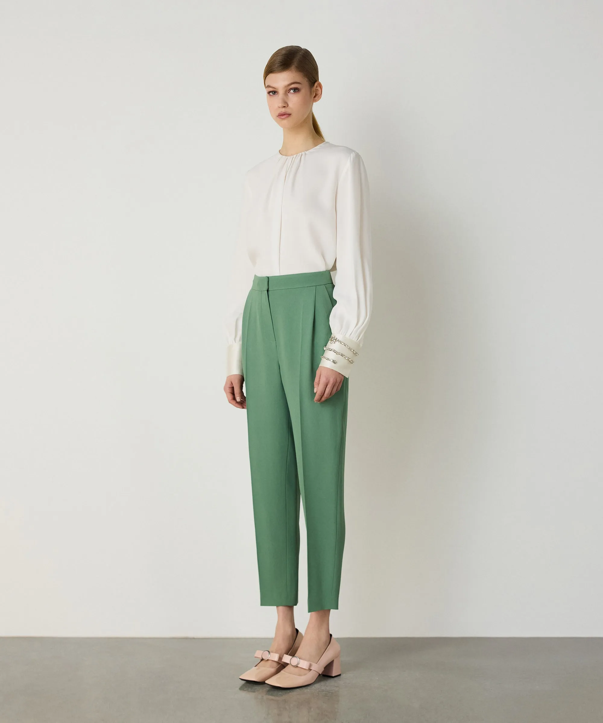 Machka Darted Crepe Trousers Green