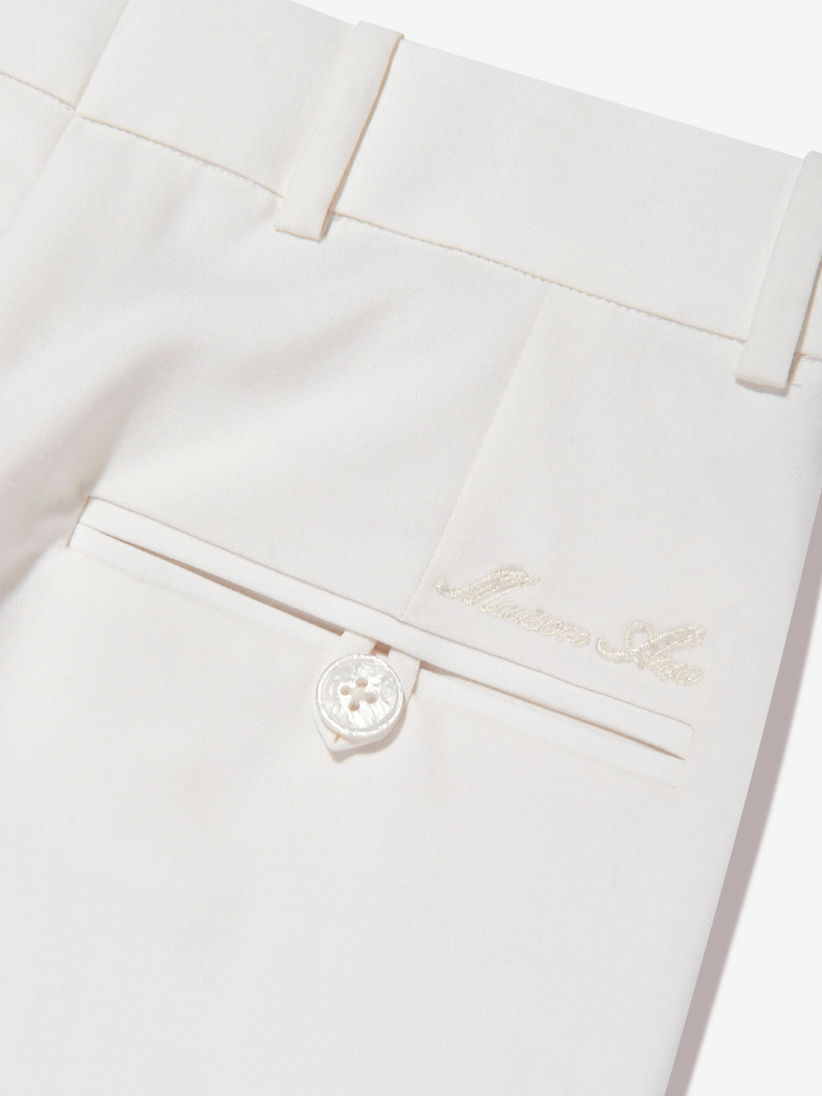 Maison Ava Boys Wool Blend Noel Trousers in Ivory