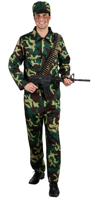 Men's Army Soldier Military Camouflage Uniform Costume