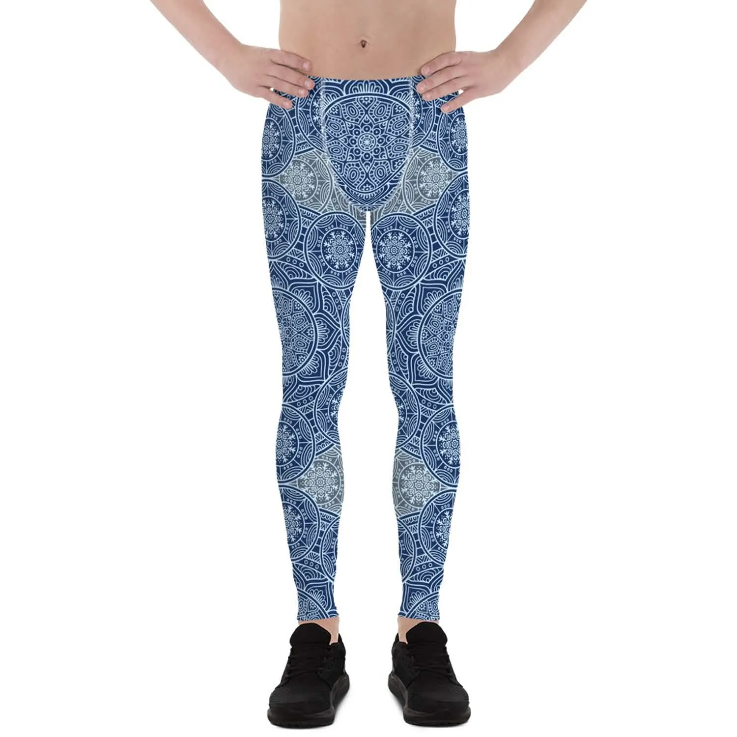 Men's Light Blue Mandala Performance Leggings