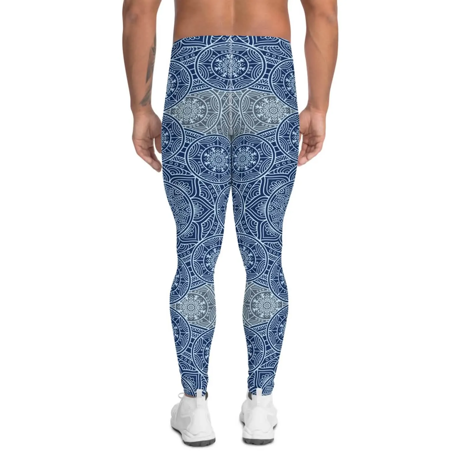 Men's Light Blue Mandala Performance Leggings