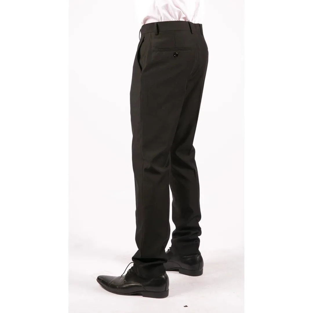 Mens Soft Cotton Feel Smart Formal Trousers Regular Length Tailored Smart