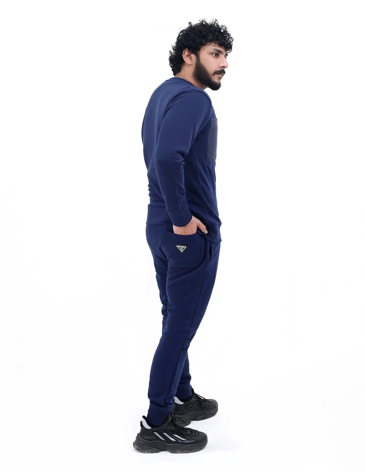 Men's Tracksuit Set Fleece Round Neck Sweatshirt Trousers