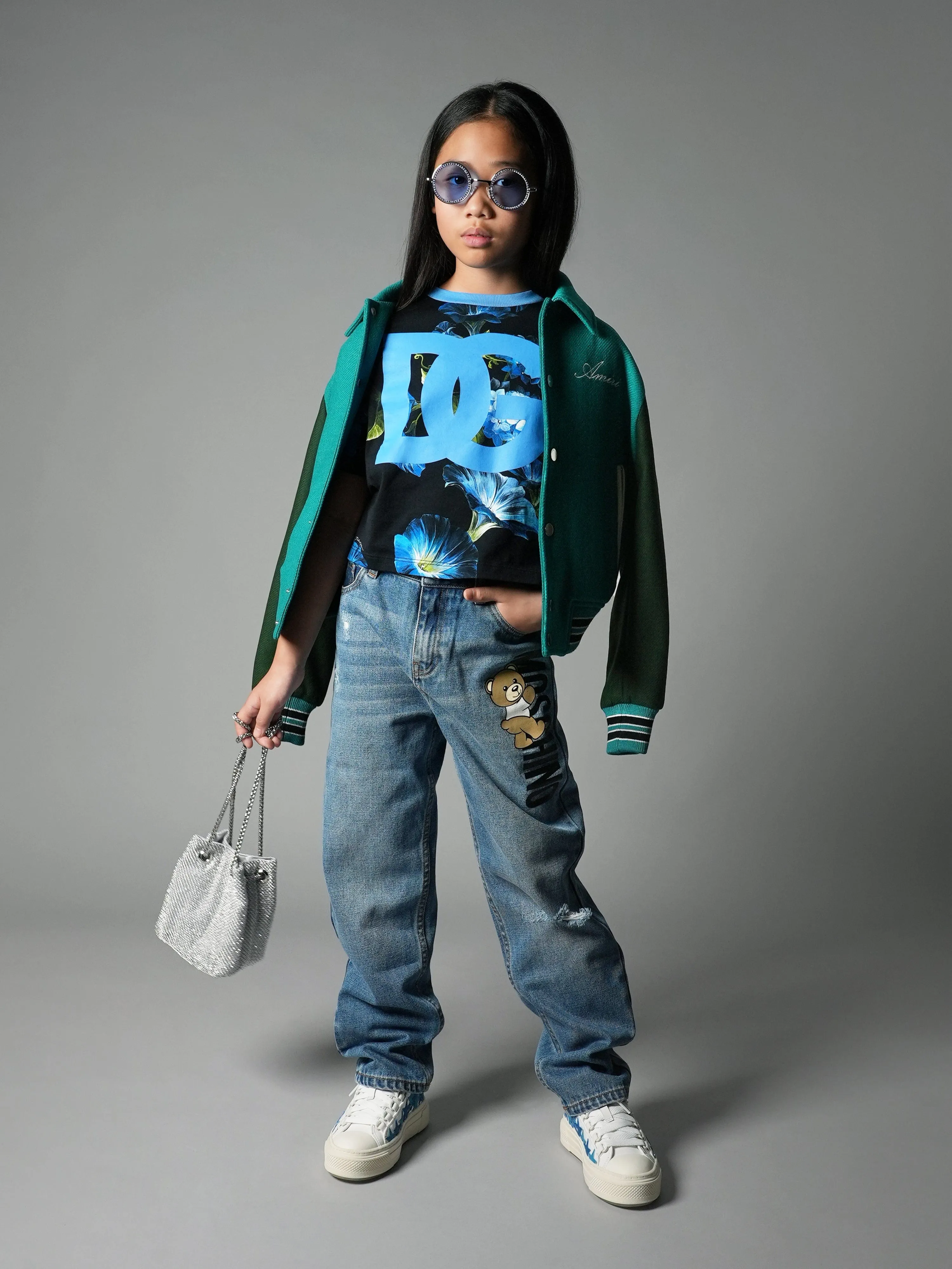 Moschino Kids Teddy Logo Jeans in Blue