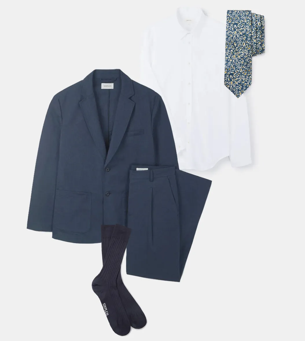 Navy Cotton Linen Blazer