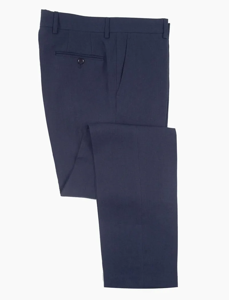 Navy Linen Comfort Trousers