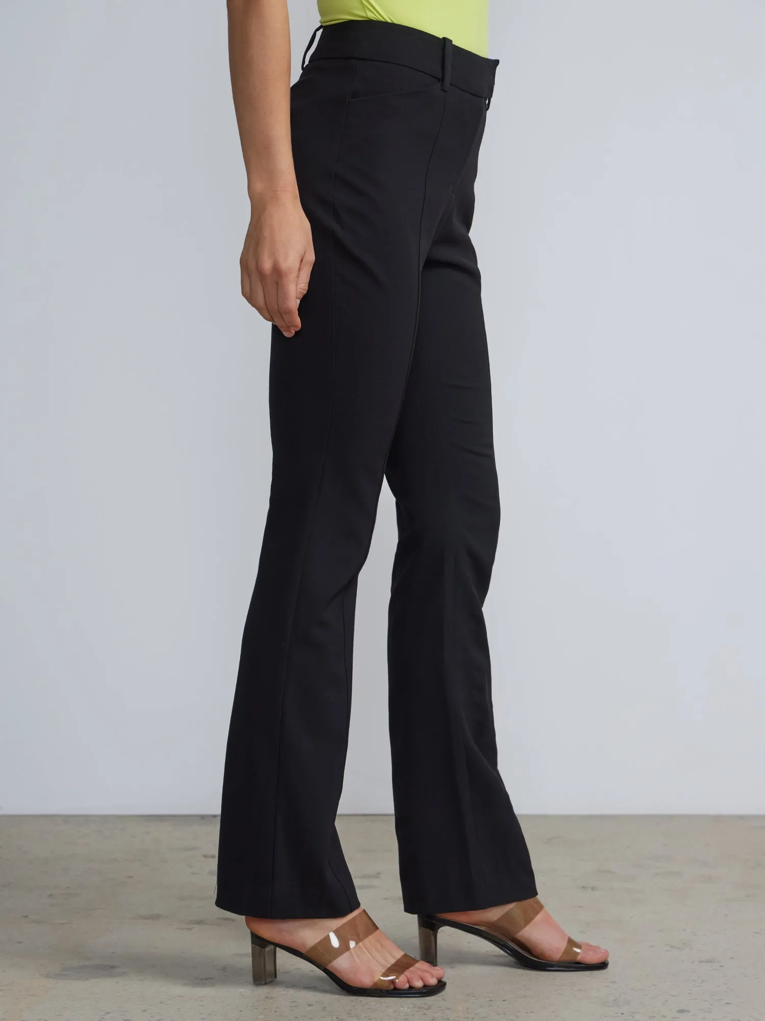 Petite High-Waisted Pintuck Bootcut Pant - Essential Stretch