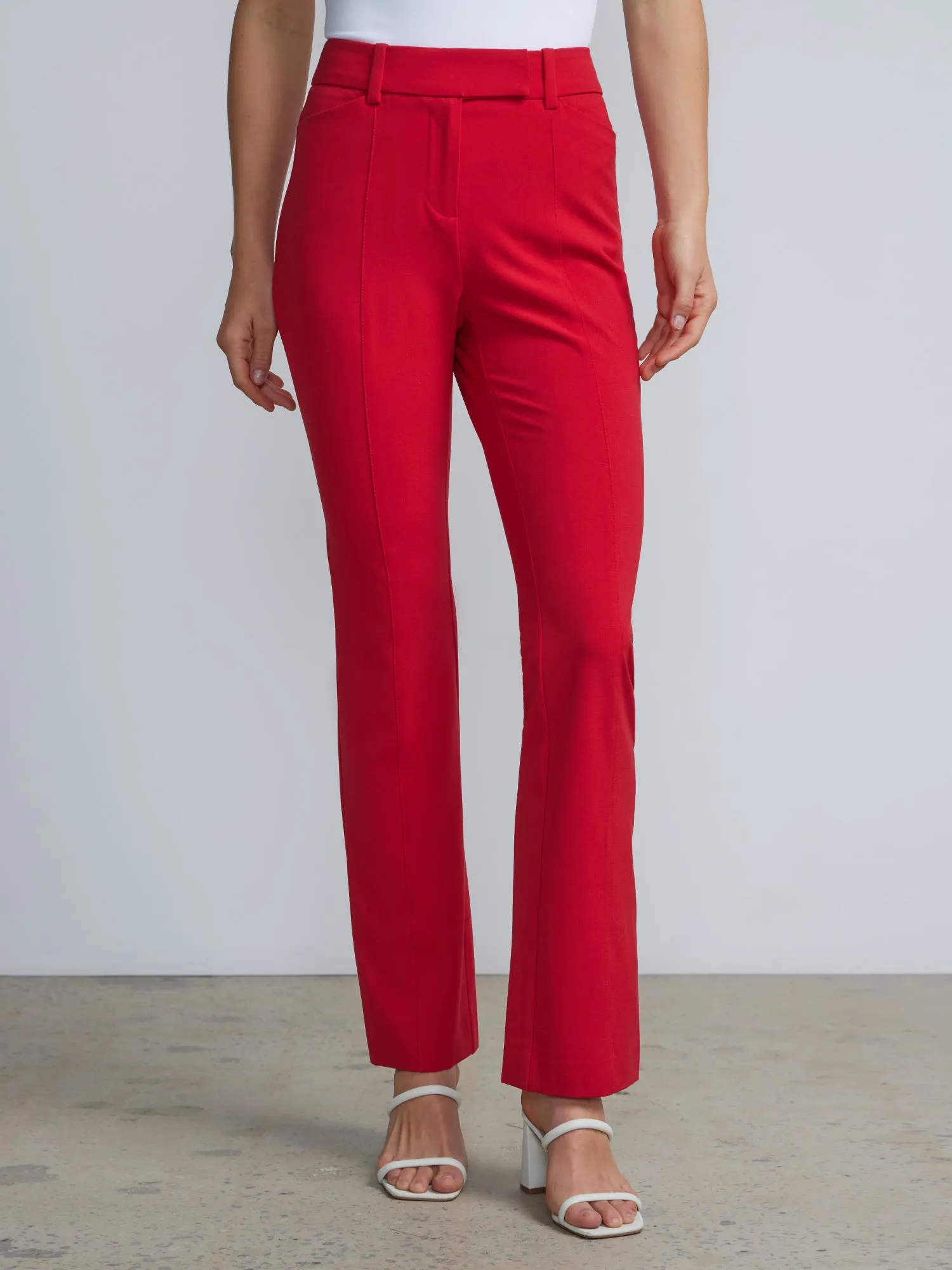 Petite High-Waisted Pintuck Bootcut Pant - Essential Stretch