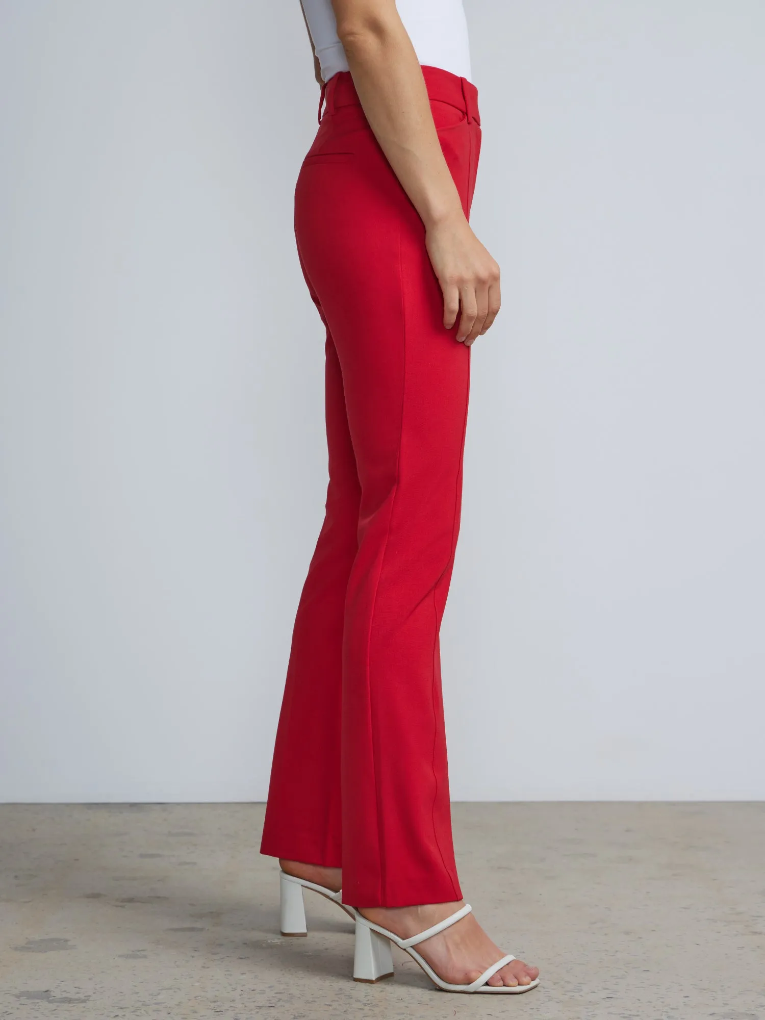 Petite High-Waisted Pintuck Bootcut Pant - Essential Stretch