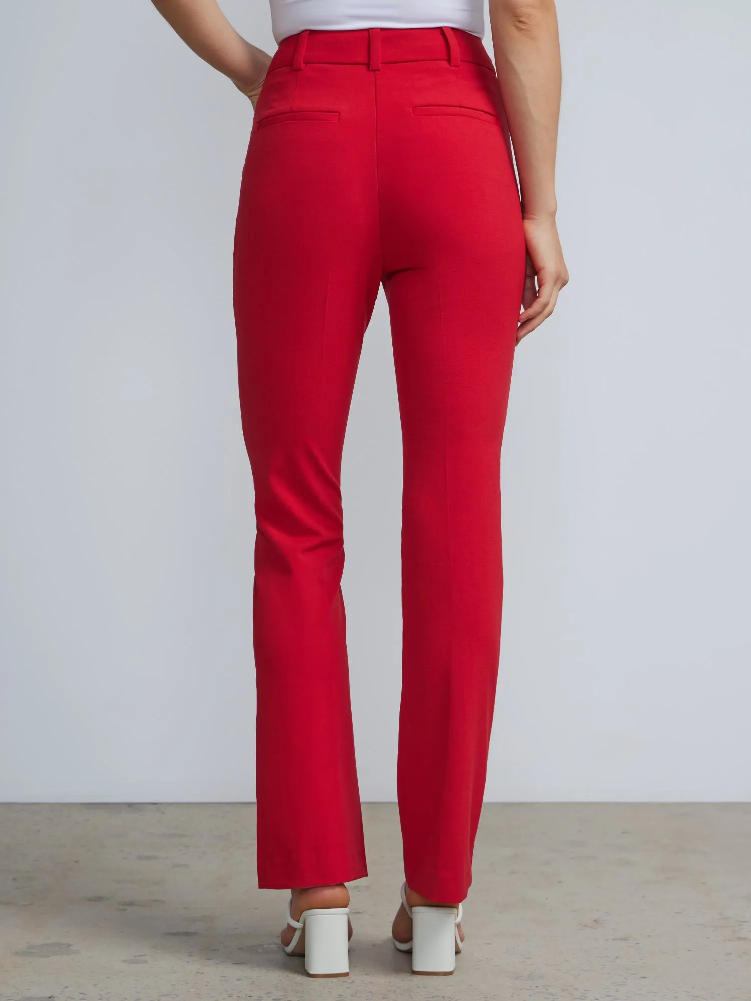 Petite High-Waisted Pintuck Bootcut Pant - Essential Stretch