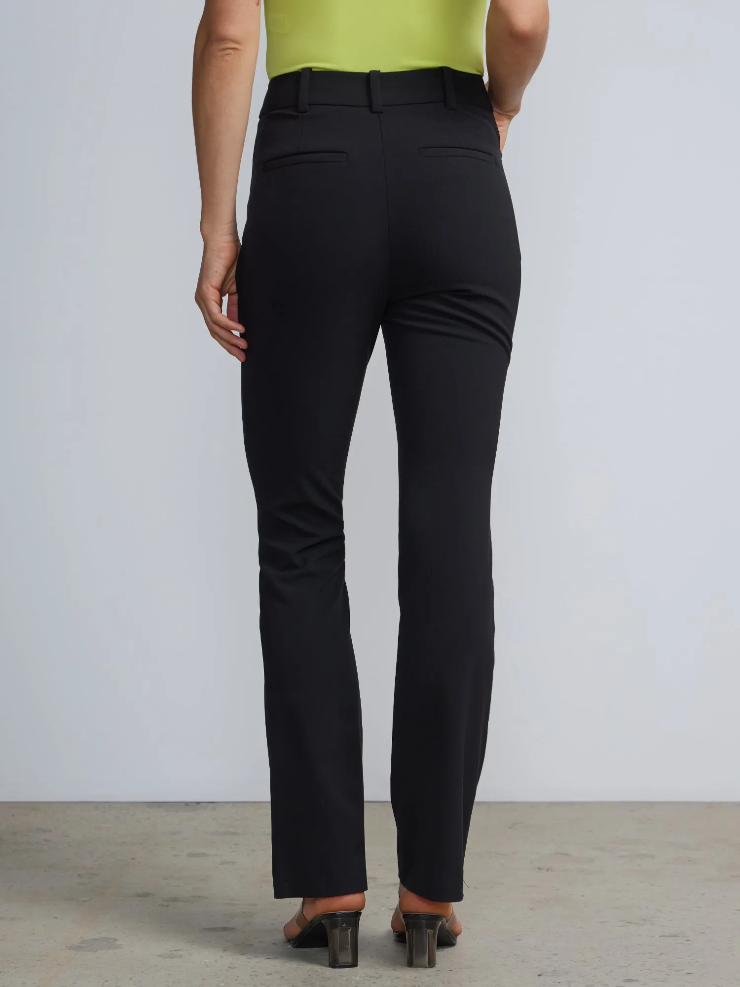 Petite High-Waisted Pintuck Bootcut Pant - Essential Stretch