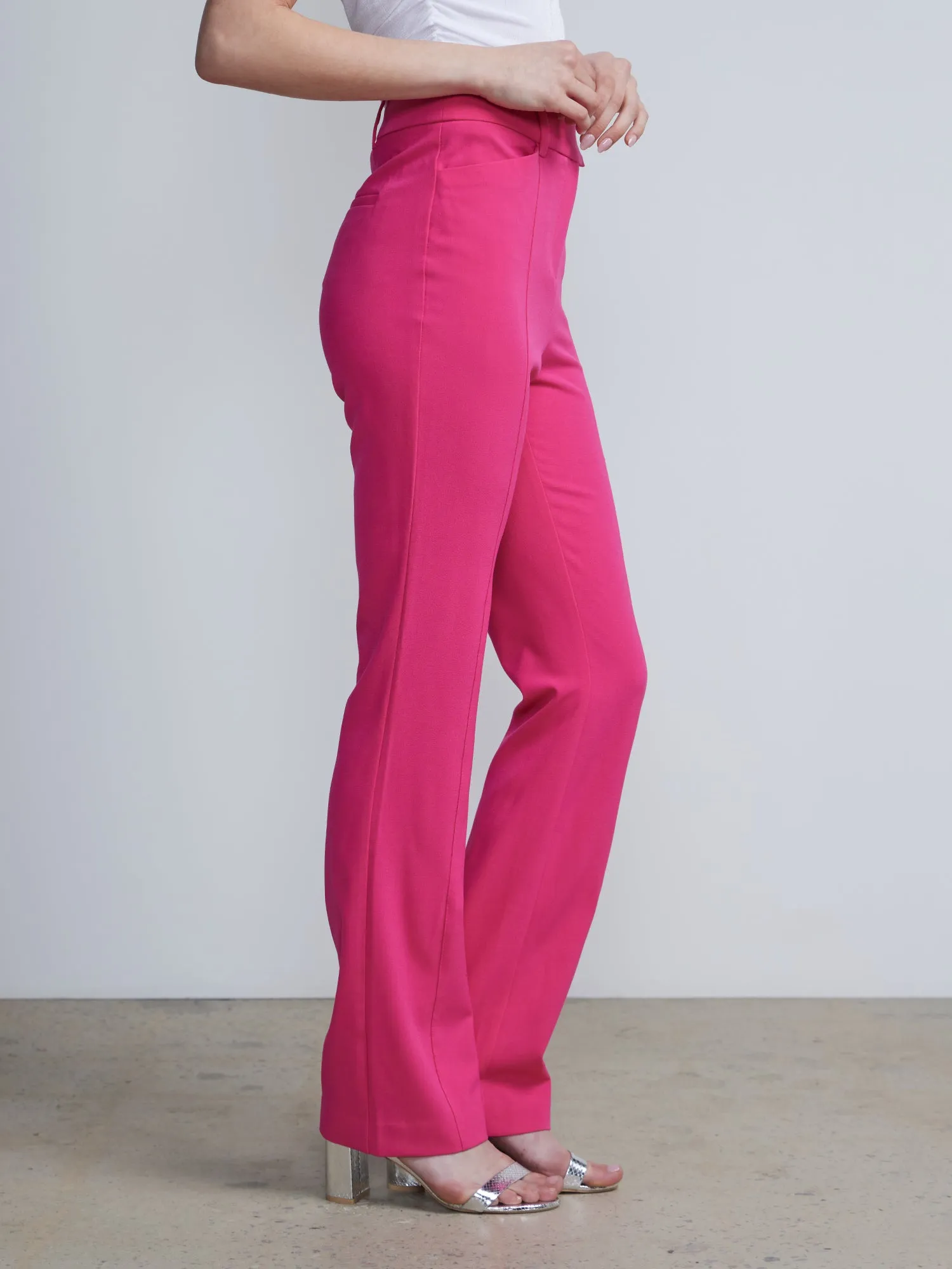 Petite High-Waisted Pintuck Bootcut Pant - Essential Stretch