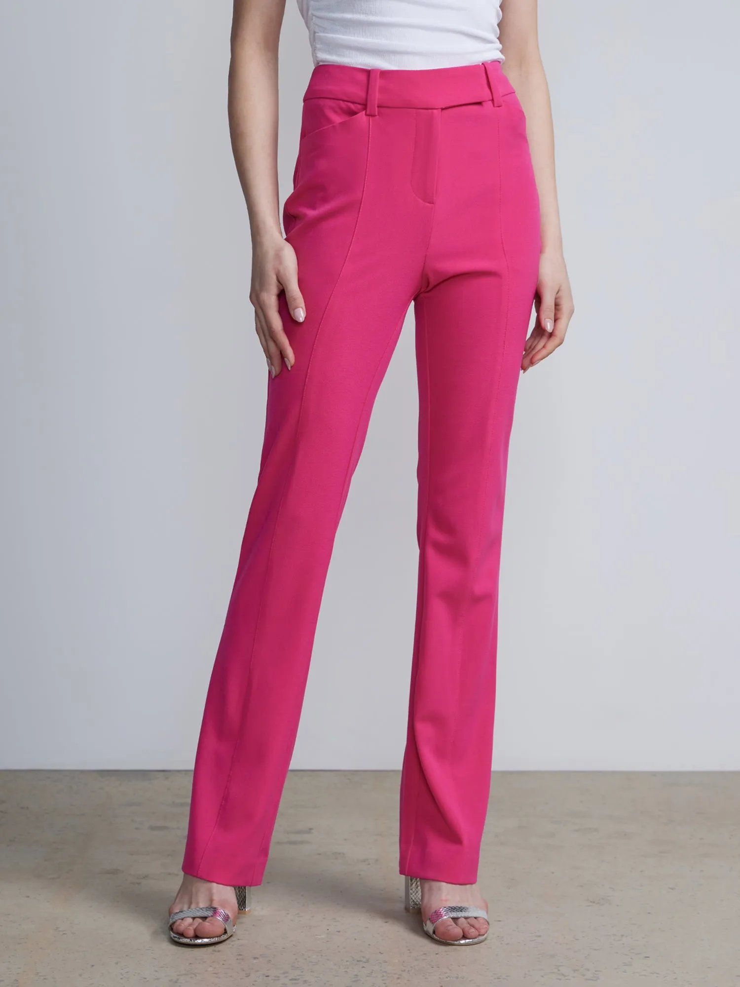 Petite High-Waisted Pintuck Bootcut Pant - Essential Stretch